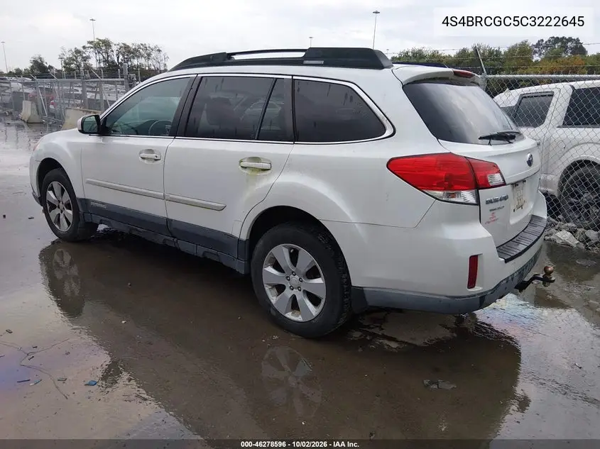 2012 SUBARU OUTBACK VIN 4S4BRCGC5C3222645 — фото 3