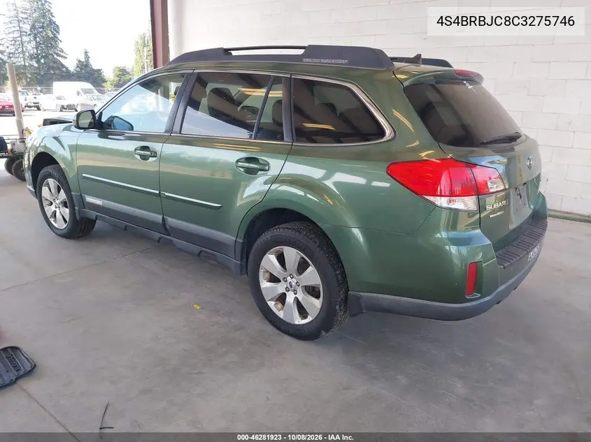 2012 SUBARU OUTBACK VIN 4S4BRBJC8C3275746 — фото 3