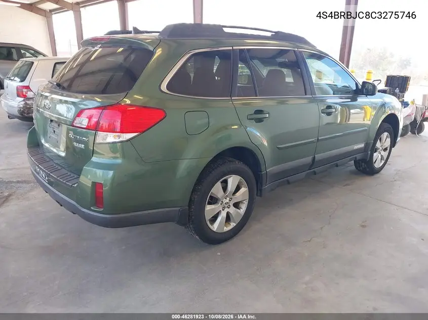 2012 SUBARU OUTBACK VIN 4S4BRBJC8C3275746 — фото 4