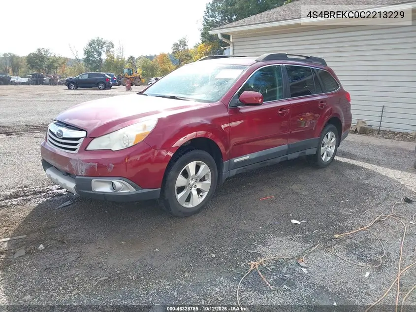 2012 SUBARU OUTBACK VIN 4S4BREKC0C2213229 — фото 2