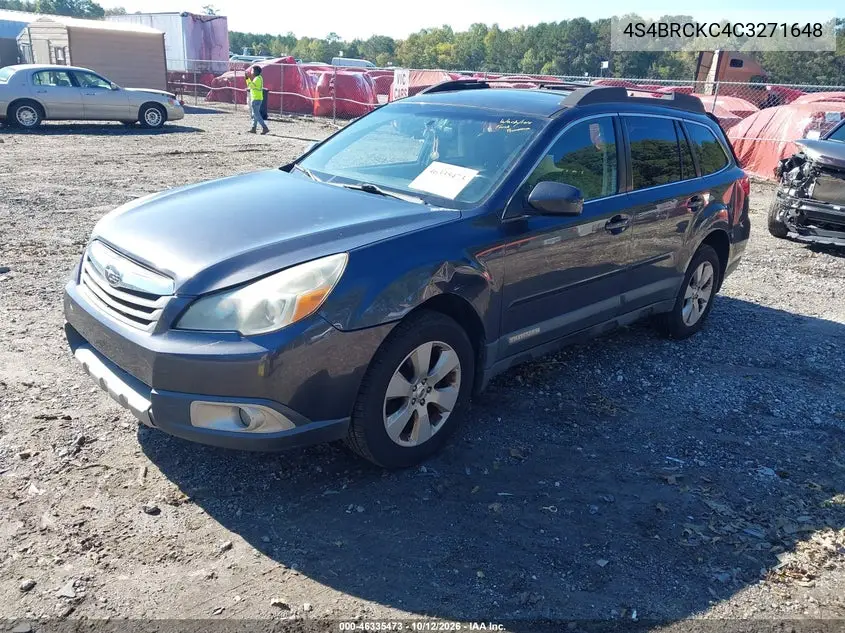 2012 SUBARU OUTBACK VIN 4S4BRCKC4C3271648 — фото 2