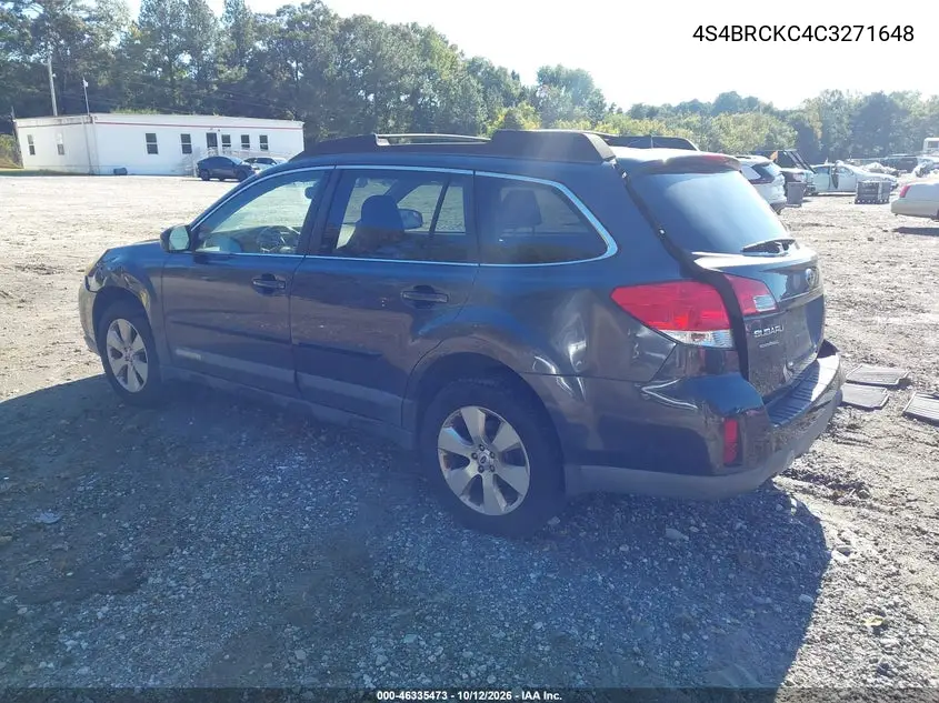 2012 SUBARU OUTBACK VIN 4S4BRCKC4C3271648 — фото 3