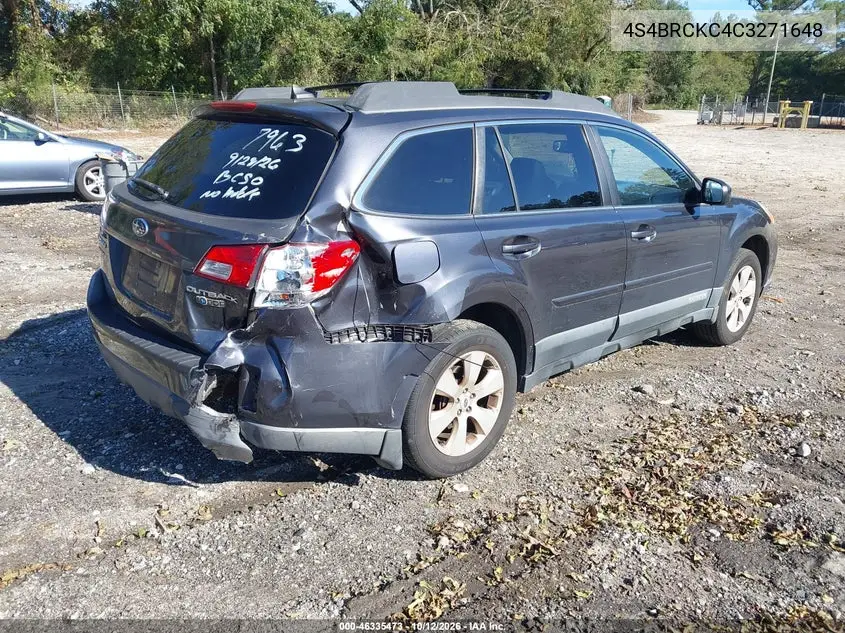 2012 SUBARU OUTBACK VIN 4S4BRCKC4C3271648 — фото 4