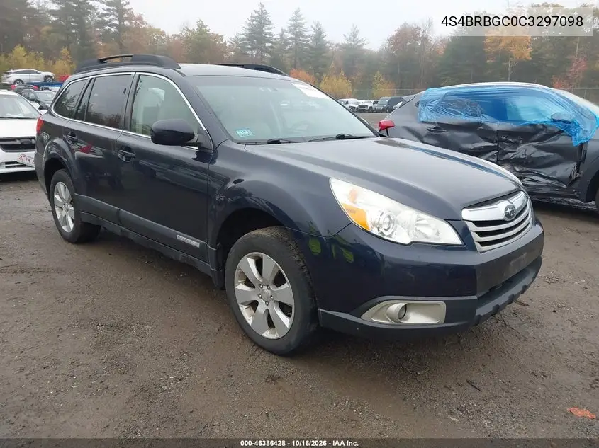 SUBARU OUTBACK 2012, VIN 4S4BRBGC0C3297098