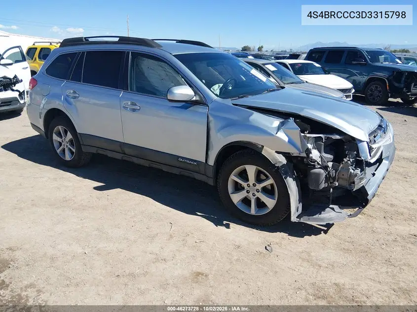 SUBARU OUTBACK 2013, VIN 4S4BRCCC3D3315798