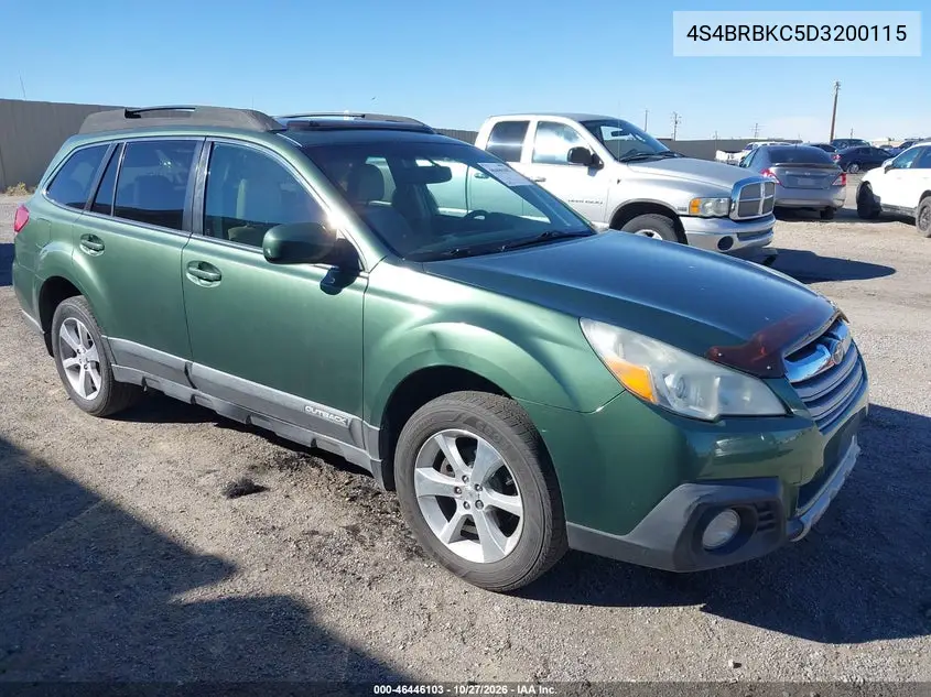 SUBARU OUTBACK 2013, VIN 4S4BRBKC5D3200115