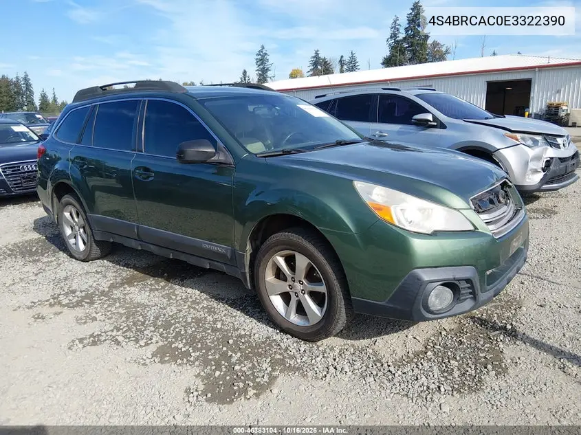 SUBARU OUTBACK 2014, VIN 4S4BRCAC0E3322390