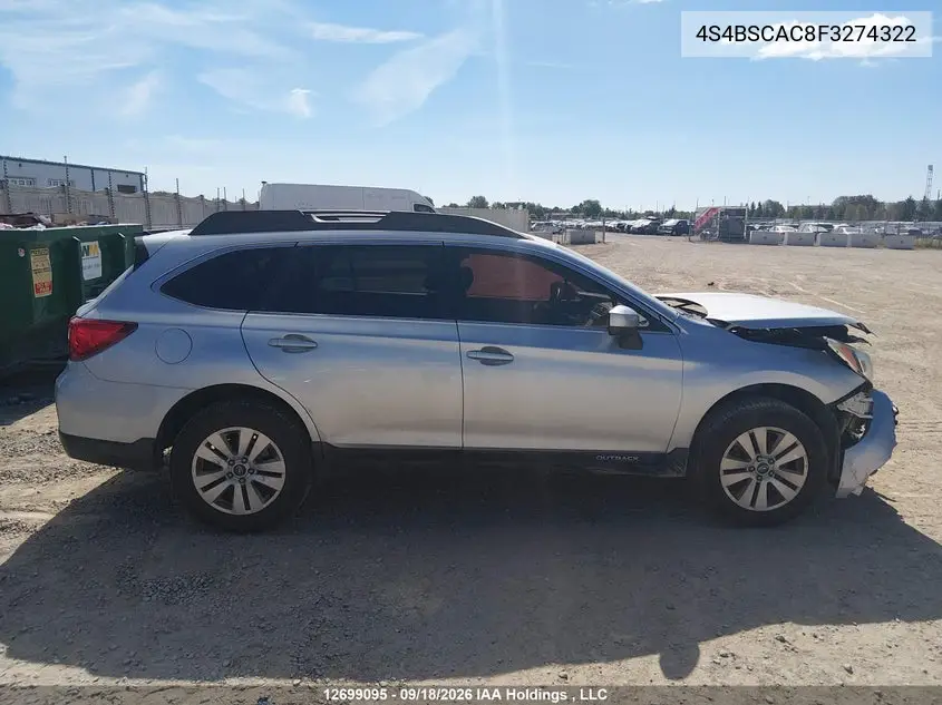 2015 SUBARU OUTBACK VIN 4S4BSCAC8F3274322 — фото 13