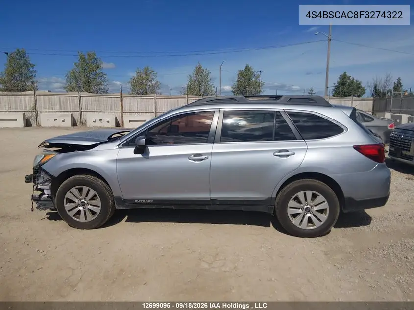 2015 SUBARU OUTBACK VIN 4S4BSCAC8F3274322 — фото 14