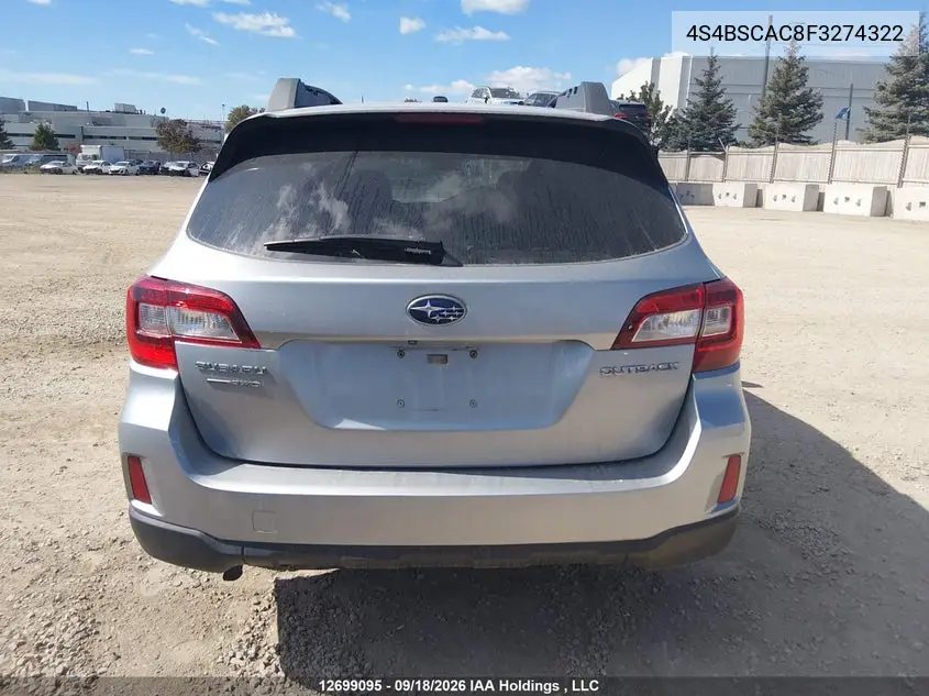 2015 SUBARU OUTBACK VIN 4S4BSCAC8F3274322 — фото 16