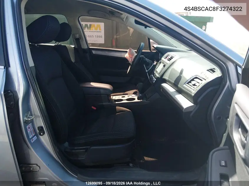 2015 SUBARU OUTBACK VIN 4S4BSCAC8F3274322 — фото 5