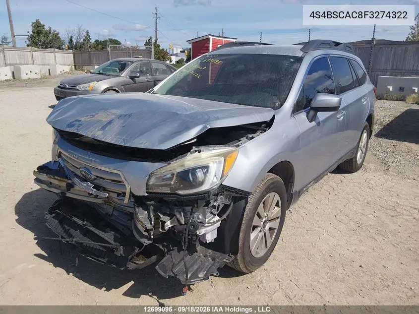 2015 SUBARU OUTBACK VIN 4S4BSCAC8F3274322 — фото 6