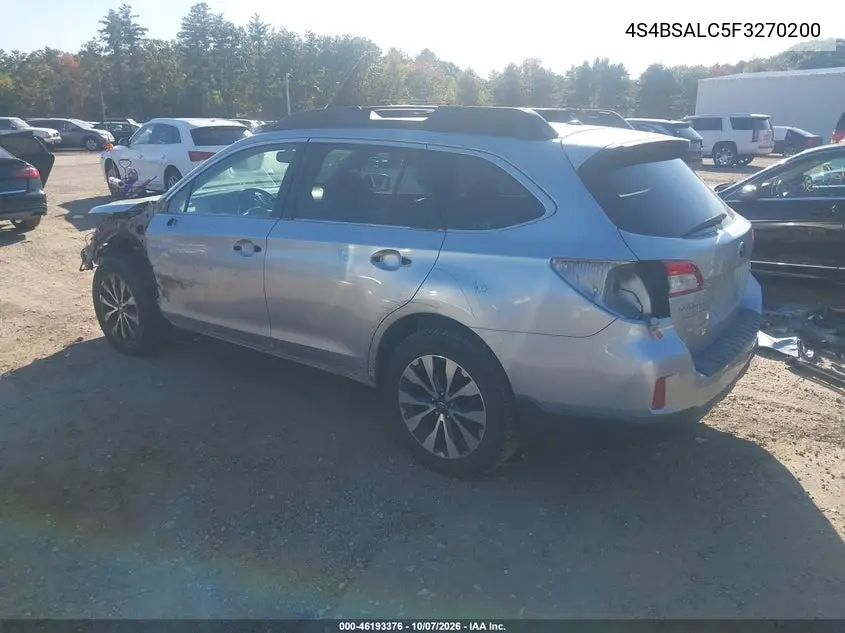 2015 SUBARU OUTBACK VIN 4S4BSALC5F3270200 — фото 3