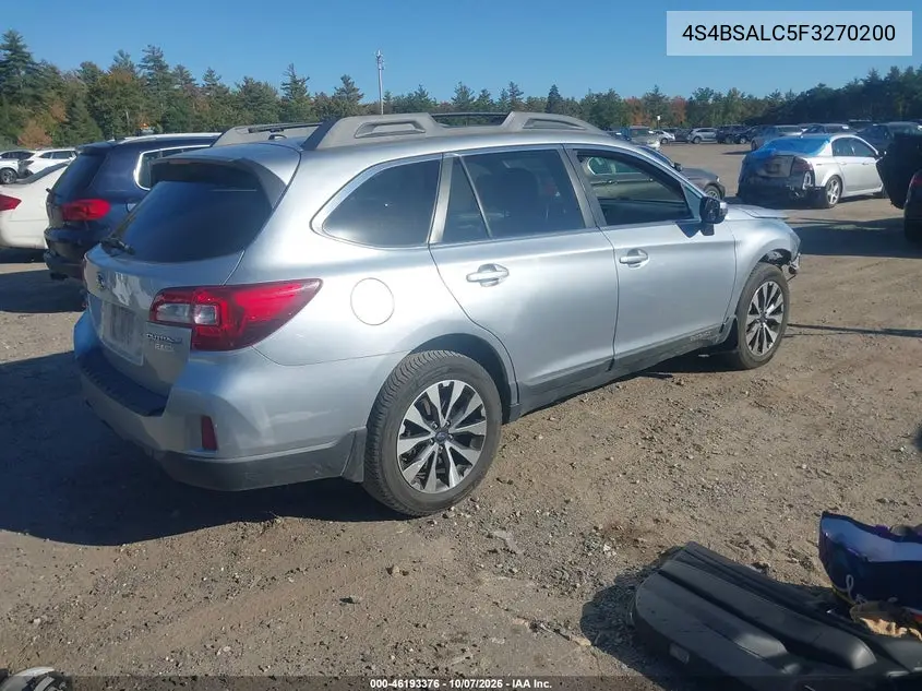 2015 SUBARU OUTBACK VIN 4S4BSALC5F3270200 — фото 4
