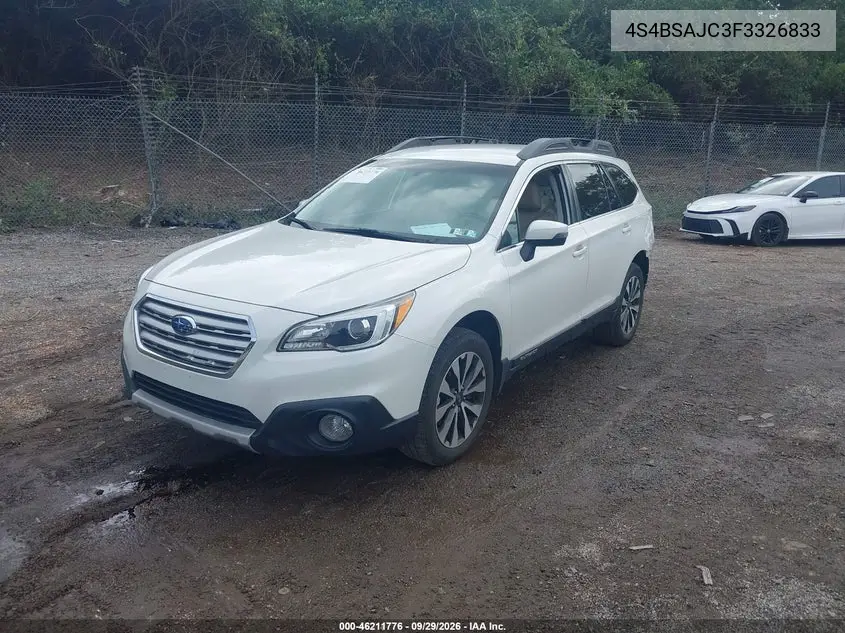 2015 SUBARU OUTBACK VIN 4S4BSAJC3F3326833 — фото 2
