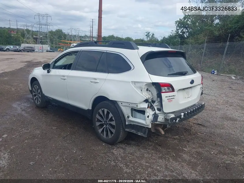 2015 SUBARU OUTBACK VIN 4S4BSAJC3F3326833 — фото 3