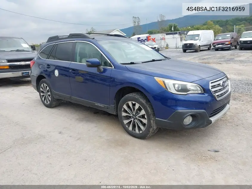 SUBARU OUTBACK 2015, VIN 4S4BSAJC1F3216959