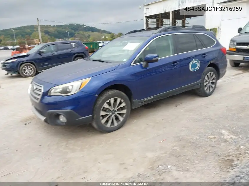 2015 SUBARU OUTBACK VIN 4S4BSAJC1F3216959 — фото 2