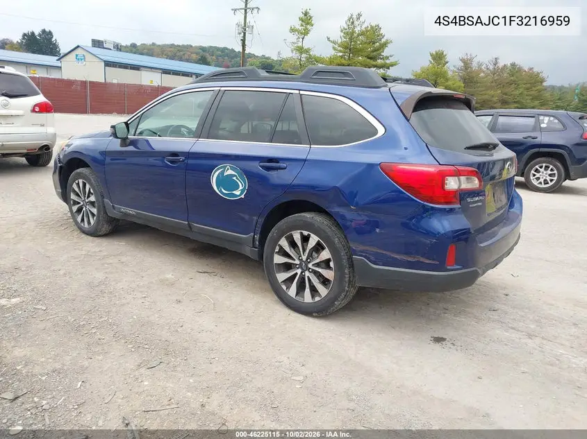 2015 SUBARU OUTBACK VIN 4S4BSAJC1F3216959 — фото 3