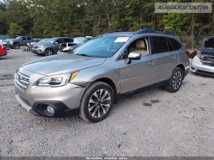 2015 SUBARU OUTBACK VIN 4S4BSAJC8F3267259 — фото 2