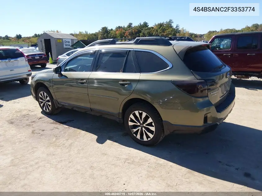 2015 SUBARU OUTBACK VIN 4S4BSANC2F3353774 — фото 3