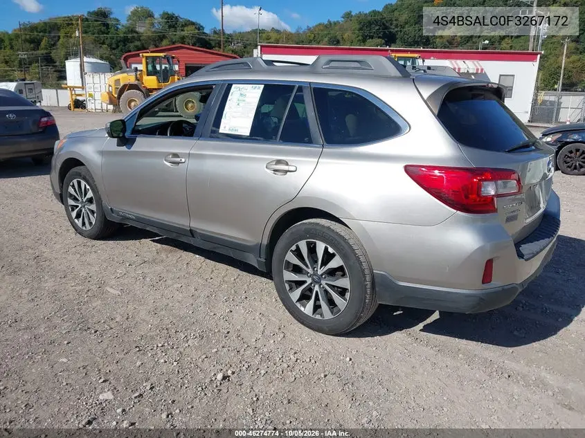2015 SUBARU OUTBACK VIN 4S4BSALC0F3267172 — фото 3