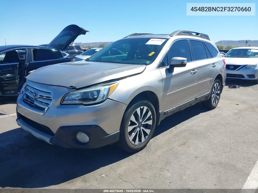 2015 SUBARU OUTBACK VIN 4S4B2BNC2F3270660 — фото 2