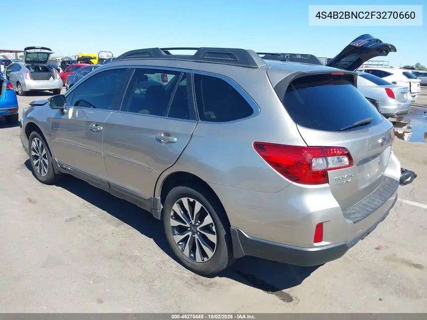 2015 SUBARU OUTBACK VIN 4S4B2BNC2F3270660 — фото 3