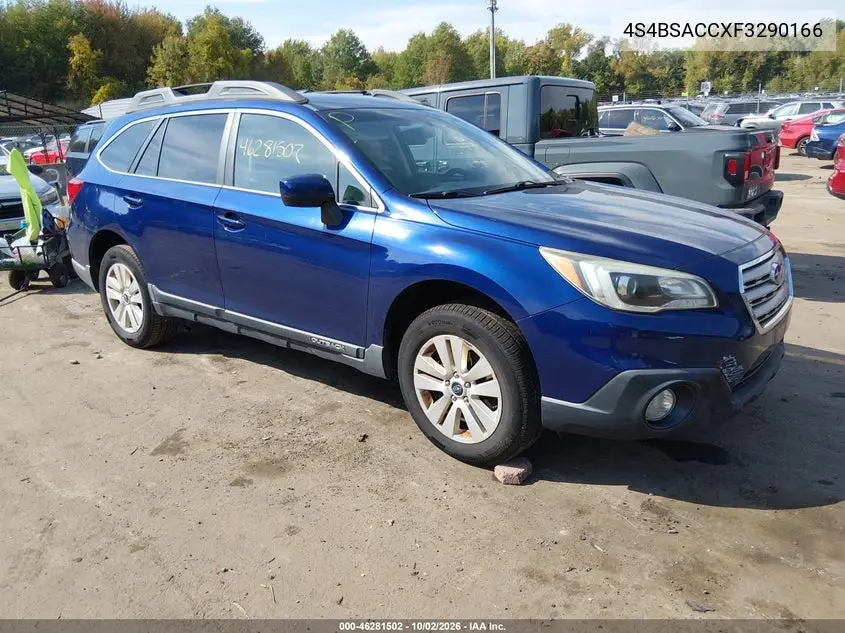 SUBARU OUTBACK 2015, VIN 4S4BSACCXF3290166
