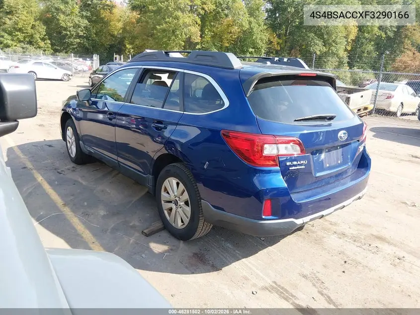 2015 SUBARU OUTBACK VIN 4S4BSACCXF3290166 — фото 3