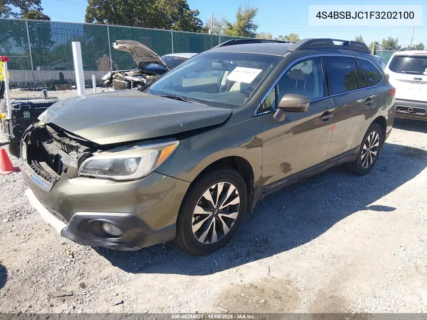 2015 SUBARU OUTBACK VIN 4S4BSBJC1F3202100 — фото 2