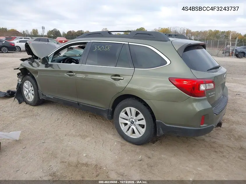 2015 SUBARU OUTBACK VIN 4S4BSBCC4F3243737 — фото 3