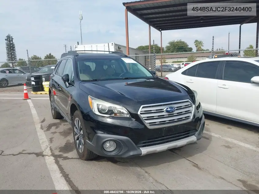 SUBARU OUTBACK 2015, VIN 4S4BSAJC2F3240400