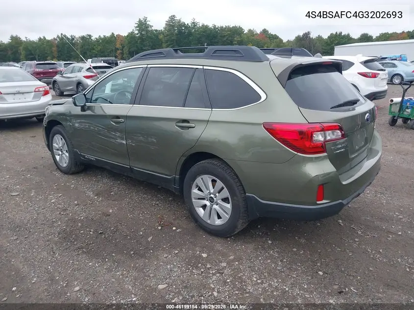 2016 SUBARU OUTBACK VIN 4S4BSAFC4G3202693 — фото 3