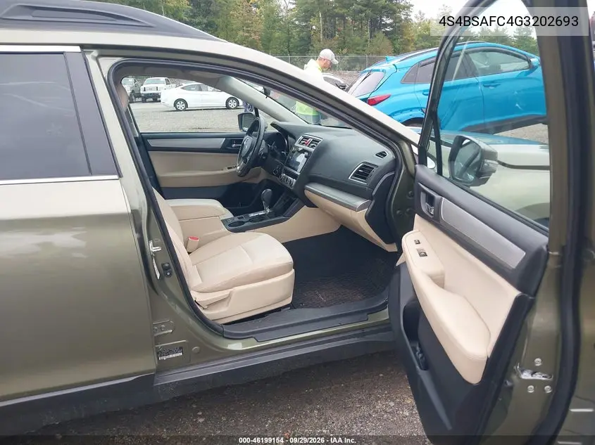 2016 SUBARU OUTBACK VIN 4S4BSAFC4G3202693 — фото 5