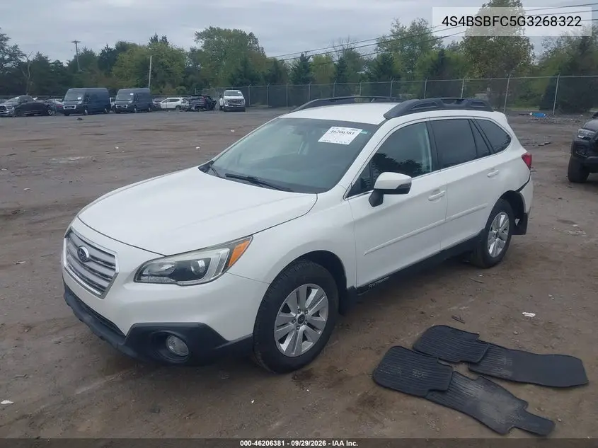 2016 SUBARU OUTBACK VIN 4S4BSBFC5G3268322 — фото 2