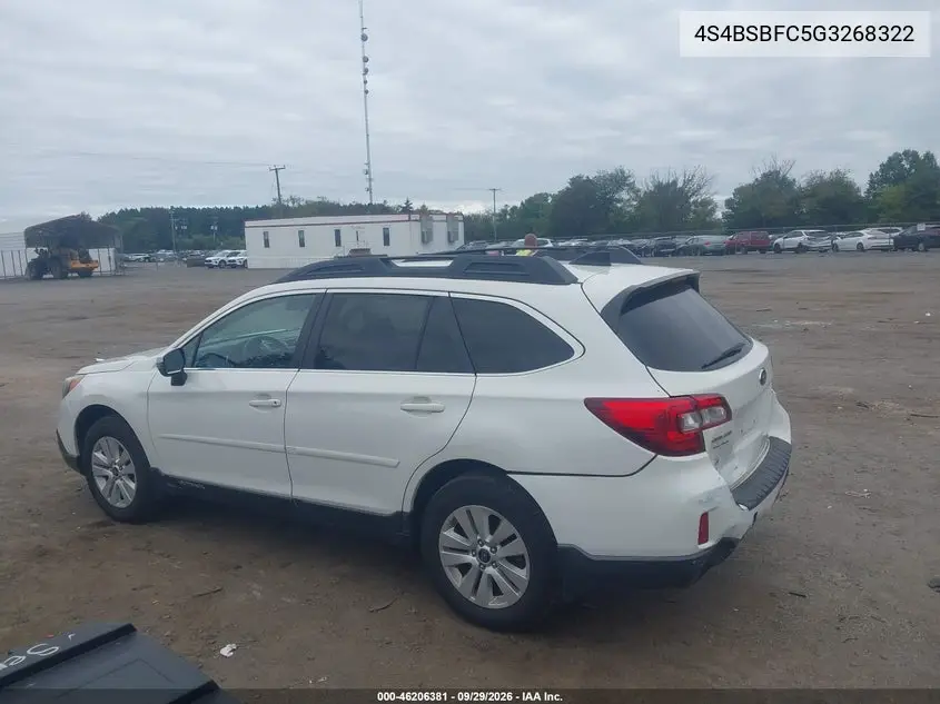 2016 SUBARU OUTBACK VIN 4S4BSBFC5G3268322 — фото 3