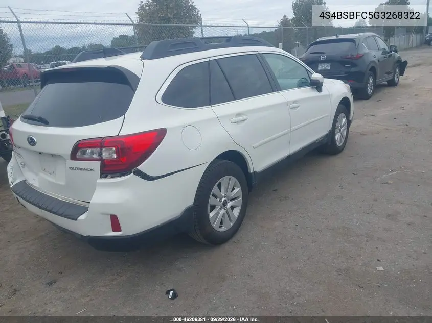 2016 SUBARU OUTBACK VIN 4S4BSBFC5G3268322 — фото 4