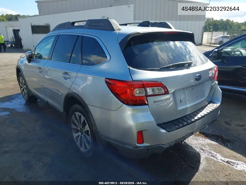 2016 SUBARU OUTBACK VIN 4S4BSAJC2G3292644 — фото 3