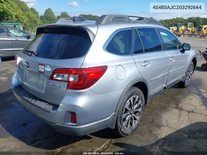 2016 SUBARU OUTBACK VIN 4S4BSAJC2G3292644 — фото 4