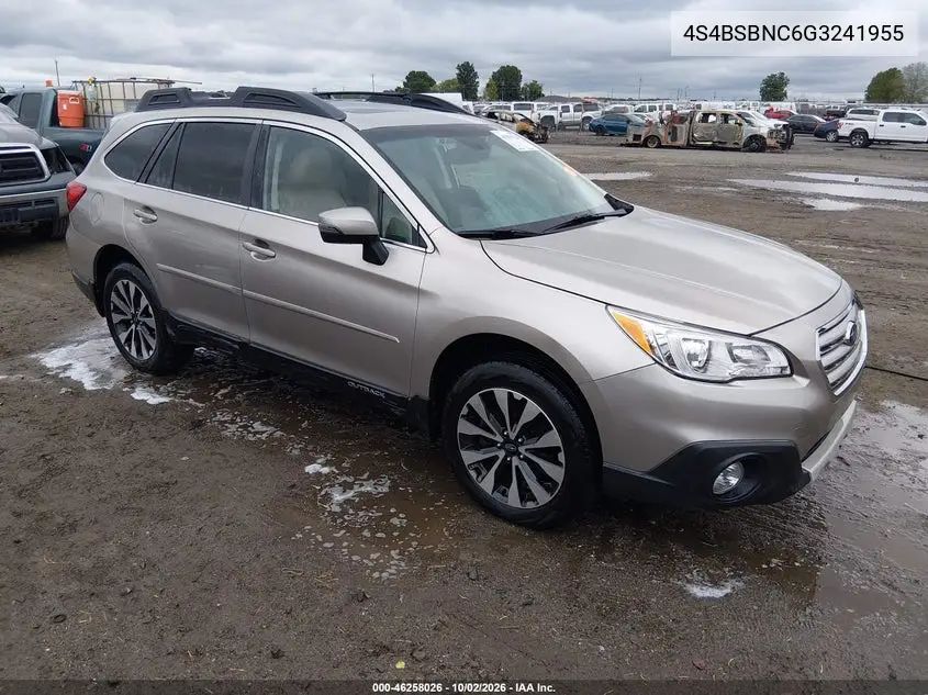 SUBARU OUTBACK 2016, VIN 4S4BSBNC6G3241955