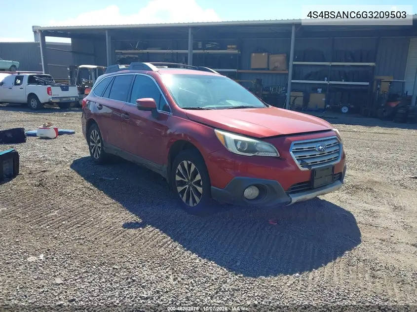 SUBARU OUTBACK 2016, VIN 4S4BSANC6G3209503