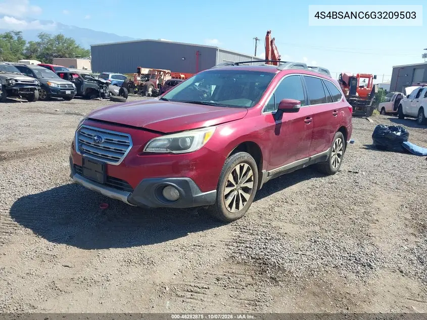 2016 SUBARU OUTBACK VIN 4S4BSANC6G3209503 — фото 2