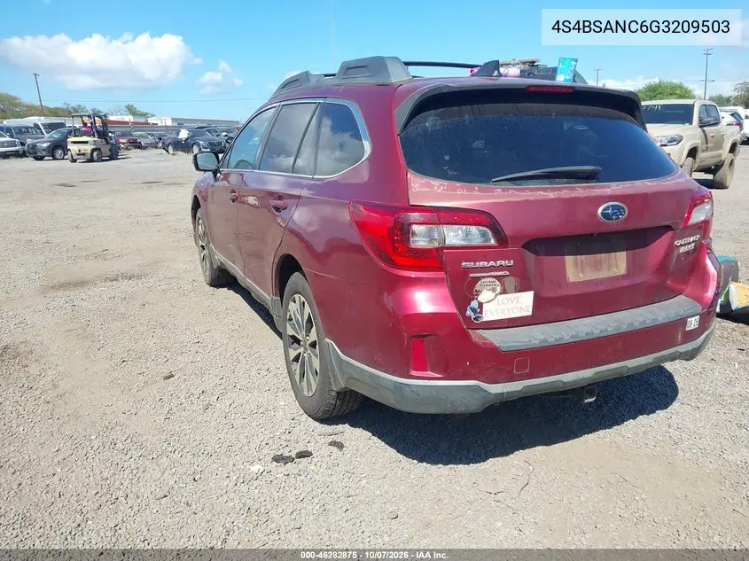 2016 SUBARU OUTBACK VIN 4S4BSANC6G3209503 — фото 3