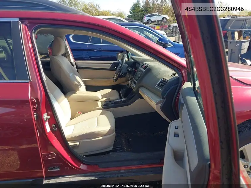 2016 SUBARU OUTBACK VIN 4S4BSBEC2G3280946 — фото 5