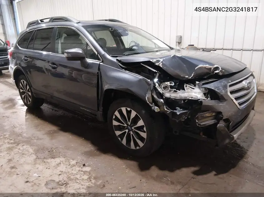 SUBARU OUTBACK 2016, VIN 4S4BSANC2G3241817