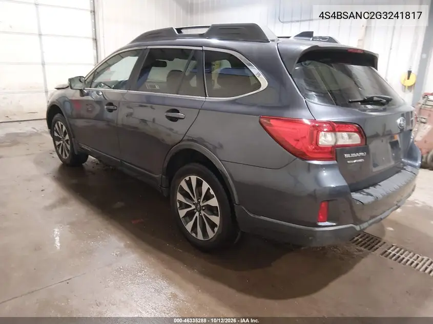 2016 SUBARU OUTBACK VIN 4S4BSANC2G3241817 — фото 3