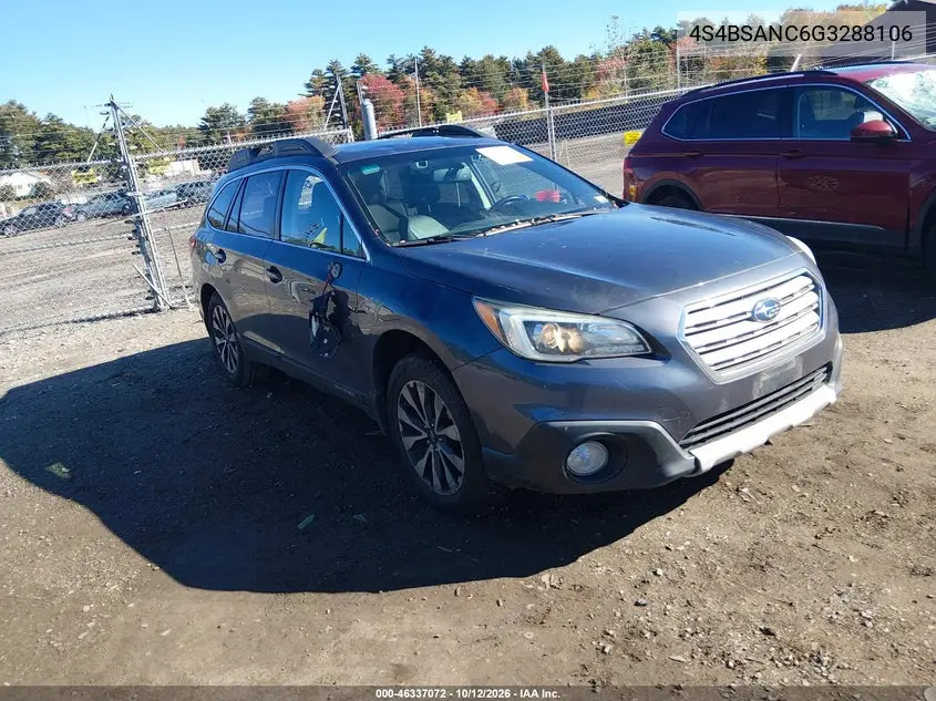 SUBARU OUTBACK 2016, VIN 4S4BSANC6G3288106