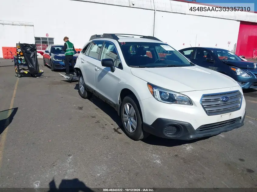 SUBARU OUTBACK 2016, VIN 4S4BSAAC3G3357310