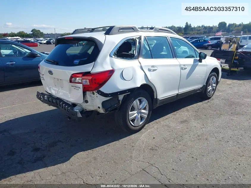 2016 SUBARU OUTBACK VIN 4S4BSAAC3G3357310 — фото 4